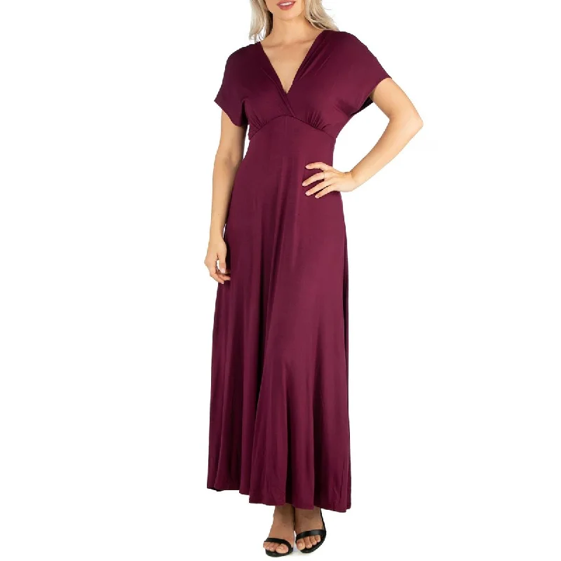 24seven Comfort Apparel Womens Capped Sleeves Long Maxi Dress Chic Off-Shoulder Maxi Dress 24seven Comfort Apparel Womens Capped Sleeves Long Maxi Dress Chic Off-Shoulder Maxi Dress