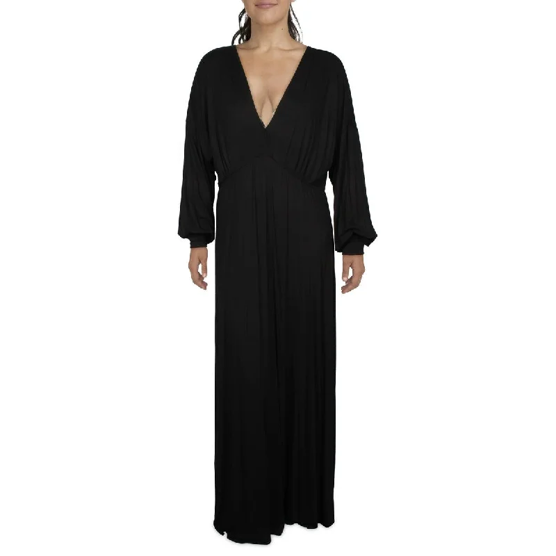 24seven Comfort Apparel Womens Plus Surplice Knit Maxi Dress Comfortable Maxi Dress with Belt 24seven Comfort Apparel Womens Plus Surplice Knit Maxi Dress Comfortable Maxi Dress with Belt