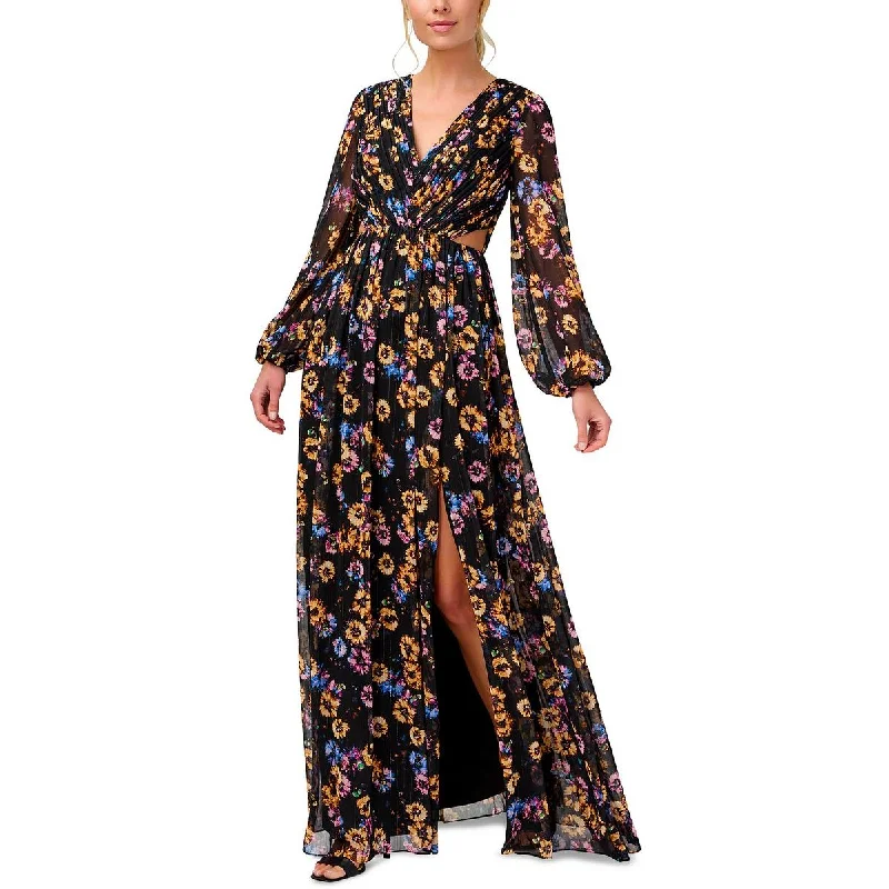Aiden Womens Floral Metallic Maxi Dress Elegant Maxi Dress with Ruffles