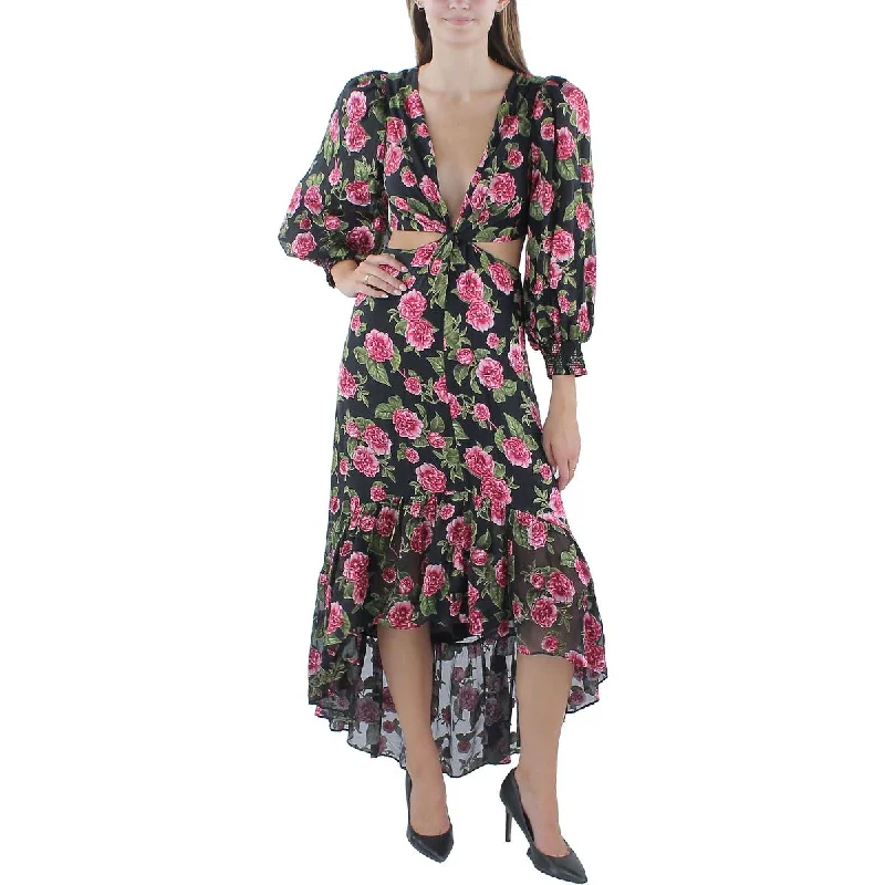 Alice and Olivia Womens Twist Front Floral Print Maxi Dress Elegant Lace-Up Maxi Dress Alice and Olivia Womens Twist Front Floral Print Maxi Dress Elegant Lace-Up Maxi Dress