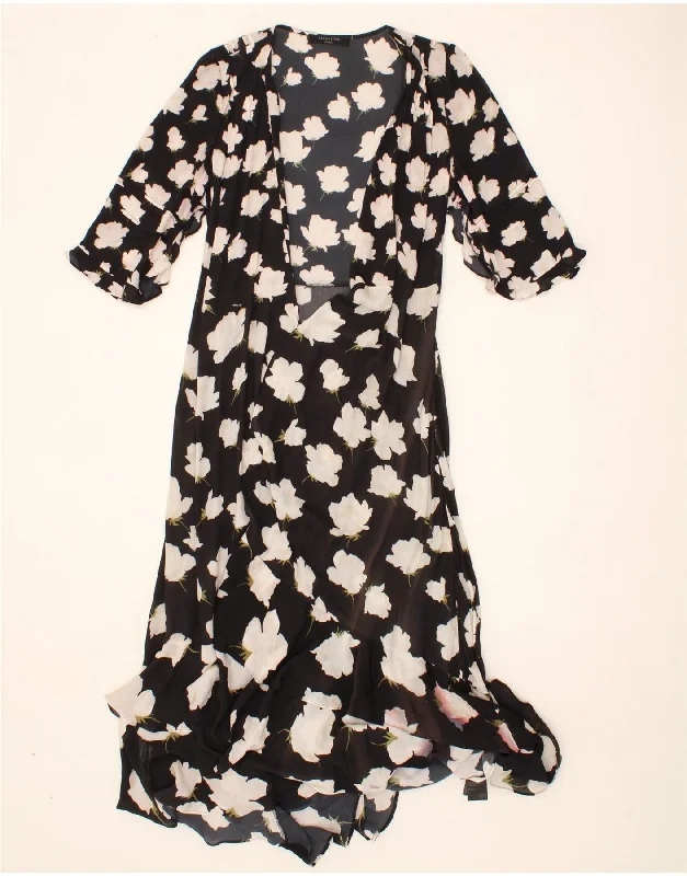 ALL SAINTS Womens Robe Maxi Dress UK 10 Small Black Floral Viscose Cozy Wrap Maxi Dress ALL SAINTS Womens Robe Maxi Dress UK 10 Small Black Floral Viscose Cozy Wrap Maxi Dress