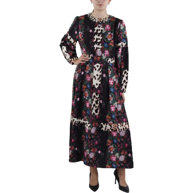 Beulah Womens Floral Print Embellished Maxi Dress Fashionable Asymmetrical Maxi Dress Beulah Womens Floral Print Embellished Maxi Dress Fashionable Asymmetrical Maxi Dress