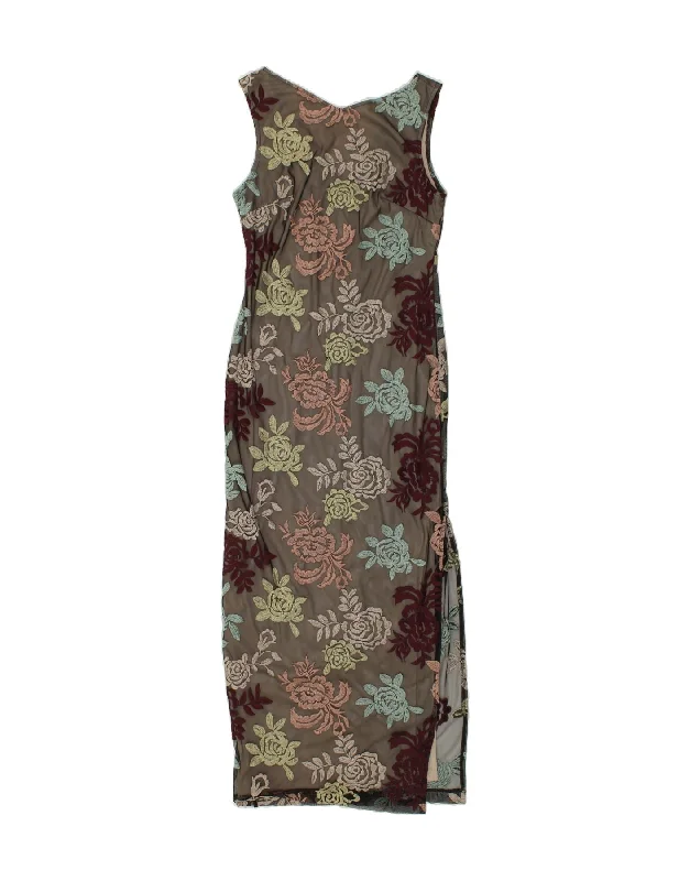 BIBA Womens Sleeveless Maxi Dress UK 10 Small Brown Floral Polyester Stylish Off-Shoulder Maxi Dress BIBA Womens Sleeveless Maxi Dress UK 10 Small Brown Floral Polyester Stylish Off-Shoulder Maxi Dress