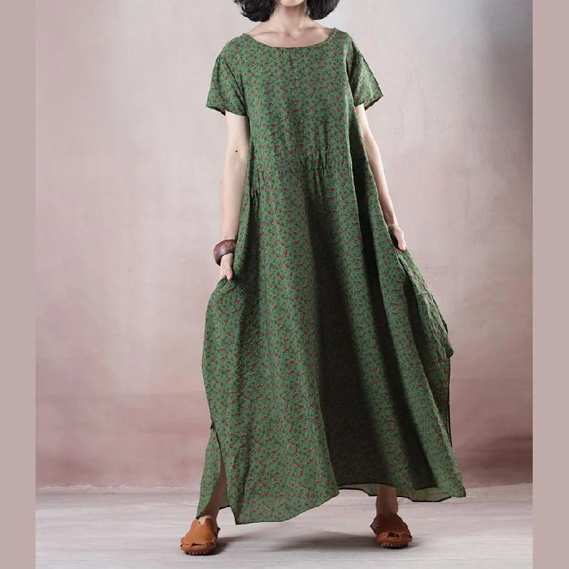boutique green print long linen dresses oversized O neck short sleeve linen maxi dress New side open linen dress Cozy Spaghetti Strap Maxi Dress boutique green print long linen dresses oversized O neck short sleeve linen maxi dress New side open linen dress Cozy Spaghetti Strap Maxi Dress