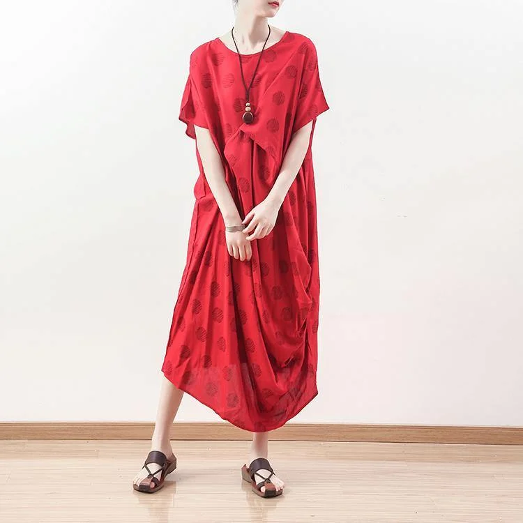 boutique red dotted natural linen dress oversized draping traveling clothing casual o neck maxi dresses Comfortable Long-Sleeve Maxi Dress boutique red dotted natural linen dress oversized draping traveling clothing casual o neck maxi dresses Comfortable Long-Sleeve Maxi Dress