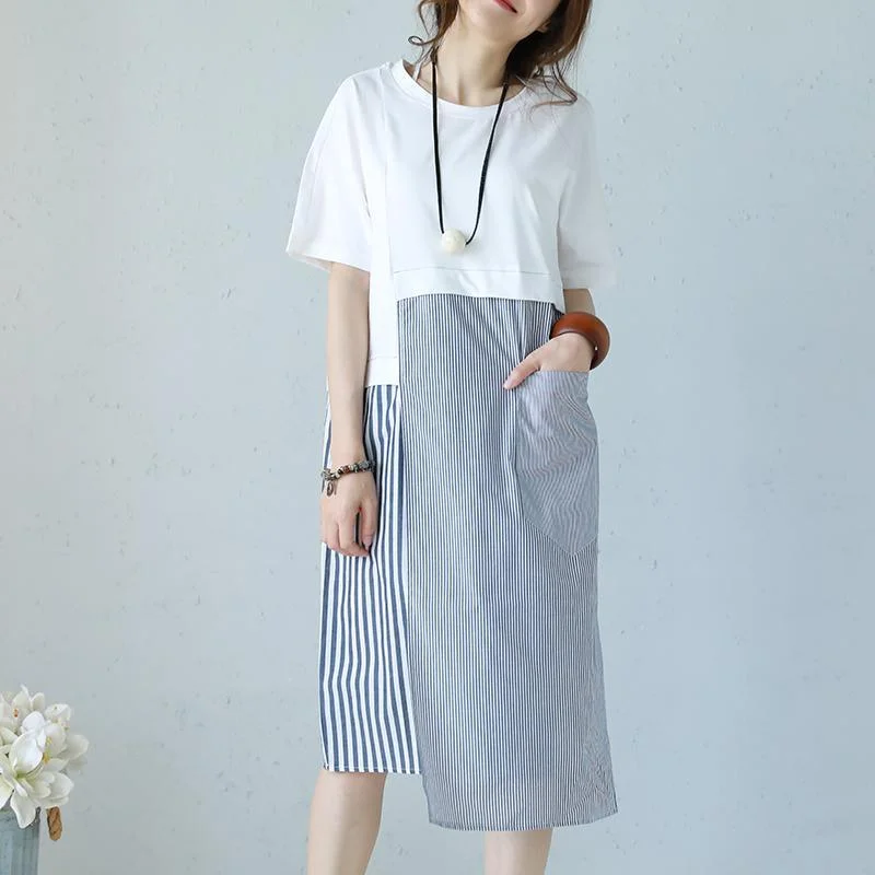 boutique white striped cotton maxi dress casual O neck short sleeve traveling dress Fine patchwork pockets cotton caftans Trendy Button Front Maxi Dress boutique white striped cotton maxi dress casual O neck short sleeve traveling dress Fine patchwork pockets cotton caftans Trendy Button Front Maxi Dress
