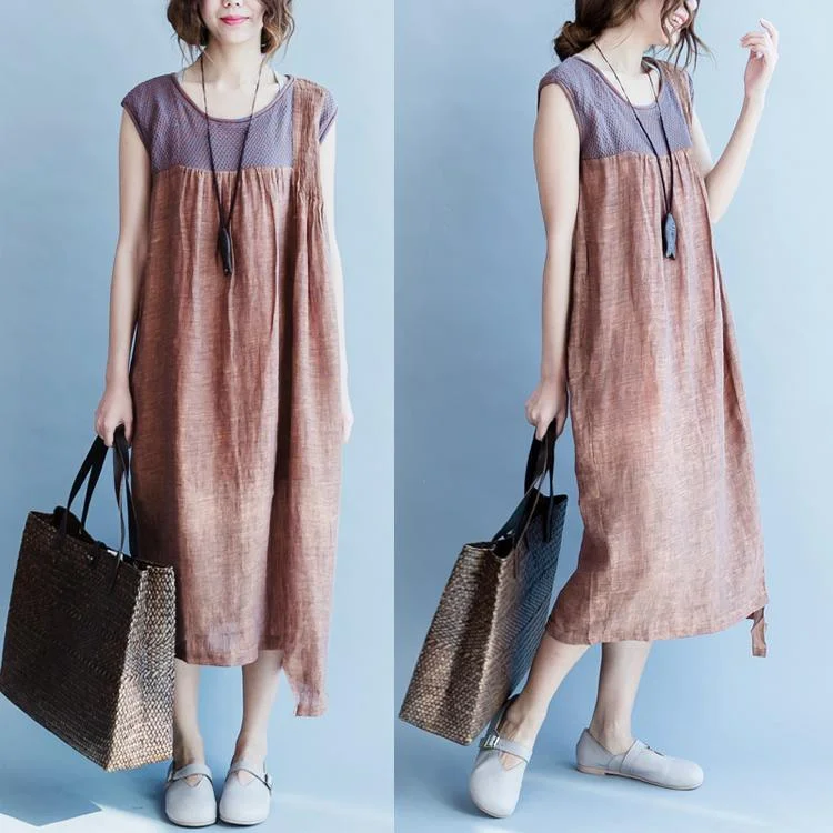 Brown Sleeveless Maxi Dress Casual Linen Loose Sundress Patchwork Women Dress ( Limited Stock) Stylish Boho Maxi Dress Brown Sleeveless Maxi Dress Casual Linen Loose Sundress Patchwork Women Dress ( Limited Stock) Stylish Boho Maxi Dress