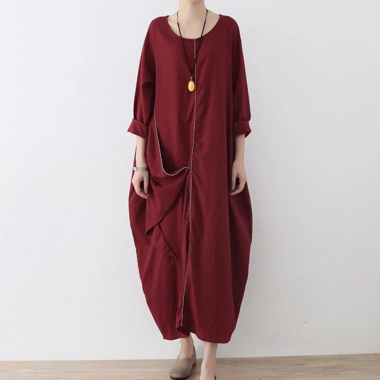 burgundy stylish asymmetric hem linen dresses plus size casual zippered maxi dress Elegant Sleeveless Maxi Dress burgundy stylish asymmetric hem linen dresses plus size casual zippered maxi dress Elegant Sleeveless Maxi Dress