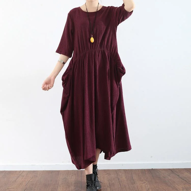 burgundy vintage silk dresses plus size casual half sleeve dress 2017 trend fall elastic waist maxi dress Comfortable Ruffle Hem Maxi Dress burgundy vintage silk dresses plus size casual half sleeve dress 2017 trend fall elastic waist maxi dress Comfortable Ruffle Hem Maxi Dress