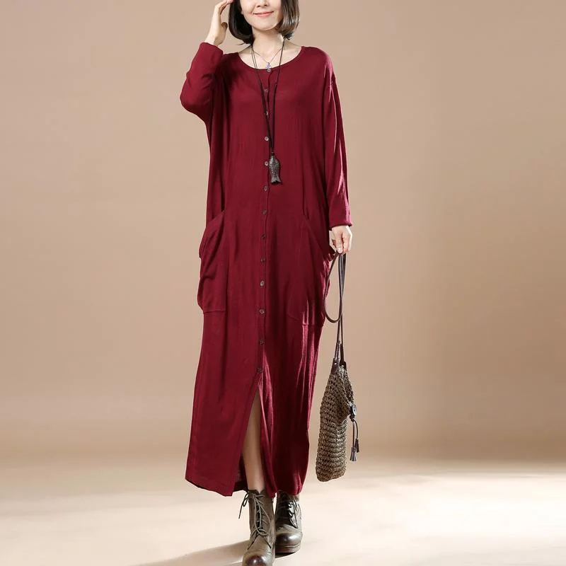 Burugndy cute long maxi dresses knitted sweates long sleeved Elegant Tiered Maxi Dress Burugndy cute long maxi dresses knitted sweates long sleeved Elegant Tiered Maxi Dress