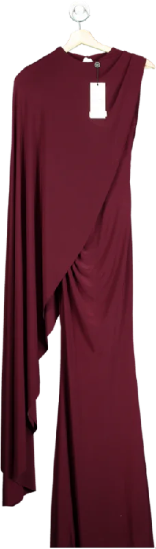 Club L London Burgundy One-Sleeve Cape Maxi Dress UK 4 Comfortable Fitted Maxi Dress Club L London Burgundy One-Sleeve Cape Maxi Dress UK 4 Comfortable Fitted Maxi Dress
