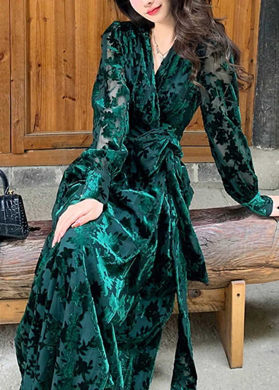 DIY Green V Neck Print Silk Velour Tie Waist Maxi Dresses Fall Elegant Sleeveless Maxi Dress DIY Green V Neck Print Silk Velour Tie Waist Maxi Dresses Fall Elegant Sleeveless Maxi Dress