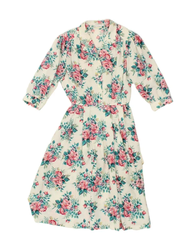 EASTEX Womens 3/4 Sleeve Maxi Dress UK 14 Large Off White Floral Casual Maxi Dress with Pockets EASTEX Womens 3/4 Sleeve Maxi Dress UK 14 Large Off White Floral Casual Maxi Dress with Pockets