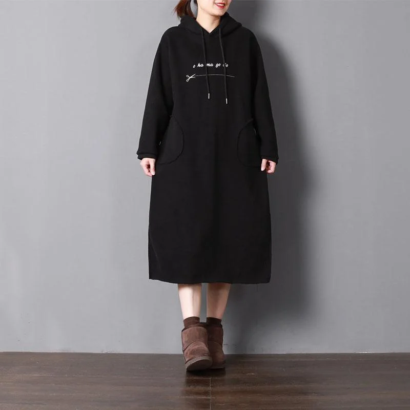 Elegant black cotton dresses plus size maxi dresses hooded drawstring cotton clothing pockets dresses Fashionable Sleeveless Maxi Dress Elegant black cotton dresses plus size maxi dresses hooded drawstring cotton clothing pockets dresses Fashionable Sleeveless Maxi Dress