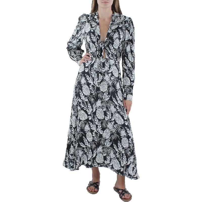 Elie Tahari Womens Tie Front Linen Blend Maxi Dress Comfortable Ruffle Hem Maxi Dress Elie Tahari Womens Tie Front Linen Blend Maxi Dress Comfortable Ruffle Hem Maxi Dress