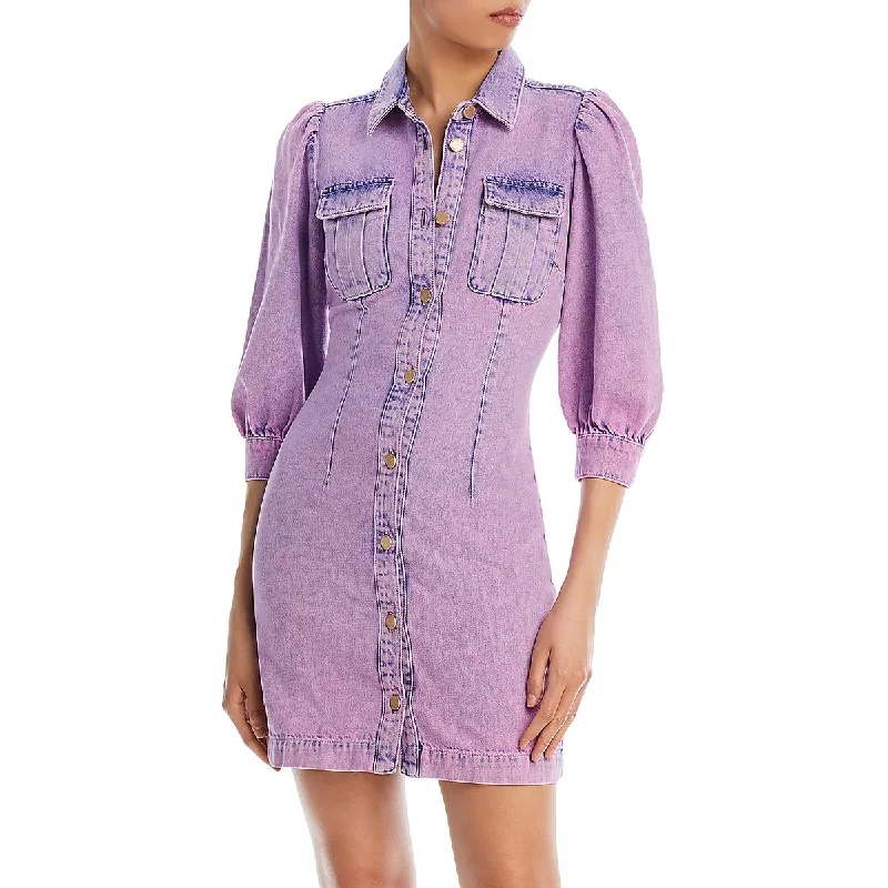 Essentiel Antwerp Womens Denim Short Mini Dress Comfortable Linen Mini Dress