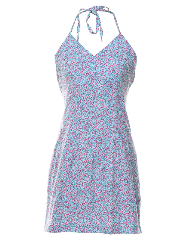 Floral Print Mini Dress - S Comfortable Polka Dot Mini Dress