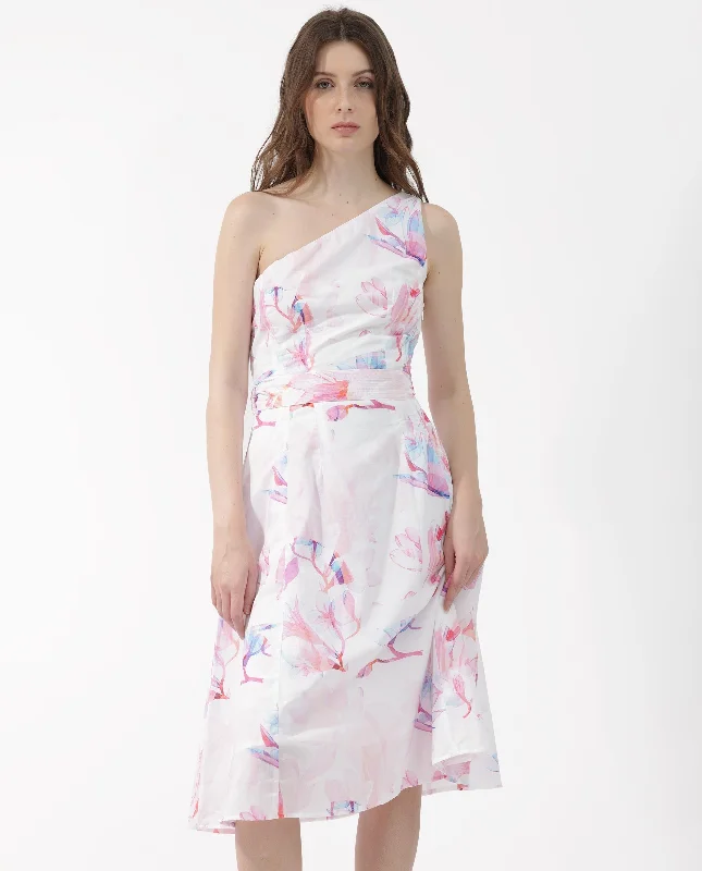 Rareism Women Juliun Multi Cotton Fabric Sleeveless Zip Closure One Shoulder One Shoulder Fit And Flare Floral Print Midi Dress Stylish Button-Up Midi Dress Rareism Women Juliun Multi Cotton Fabric Sleeveless Zip Closure One Shoulder One Shoulder Fit And Flare Floral Print Midi Dress Stylish Button-Up Midi Dress