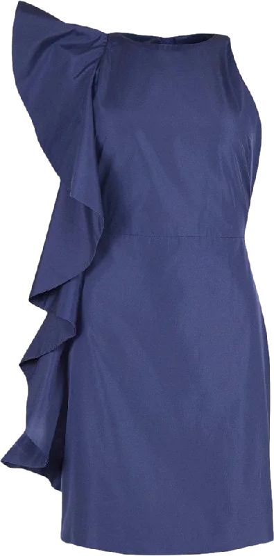 Karen Millen Blue Taffeta Ruffle Detail Mini Dress BNWT UK 10 Elegant Satin Lace Mini Dress