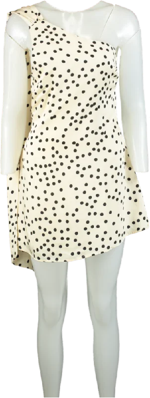 Meshki Cream One-Shoulder Polka Dot Mini Dress XS Fashionable Lace Mini Dress