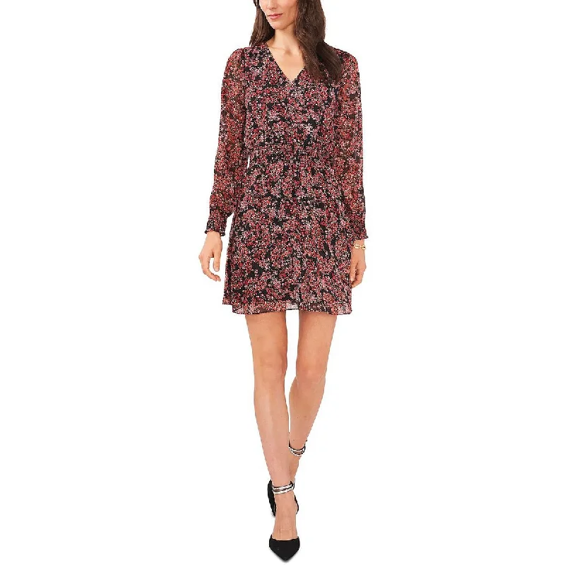 MSK Womens Petites Floral Mini Mini Dress Fashionable Mini Dress with Slits