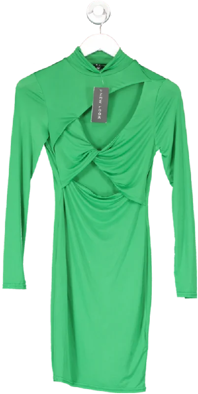 New Look Green Go Cut Out Twist Mini Dress UK 8 Cozy A-Line Mini Dress