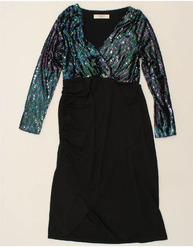 OUTRAGEOUS FORTUNE Womens Long Sleeve Maxi Dress UK 16 Large Black Comfortable Maxi Dress with Slits OUTRAGEOUS FORTUNE Womens Long Sleeve Maxi Dress UK 16 Large Black Comfortable Maxi Dress with Slits