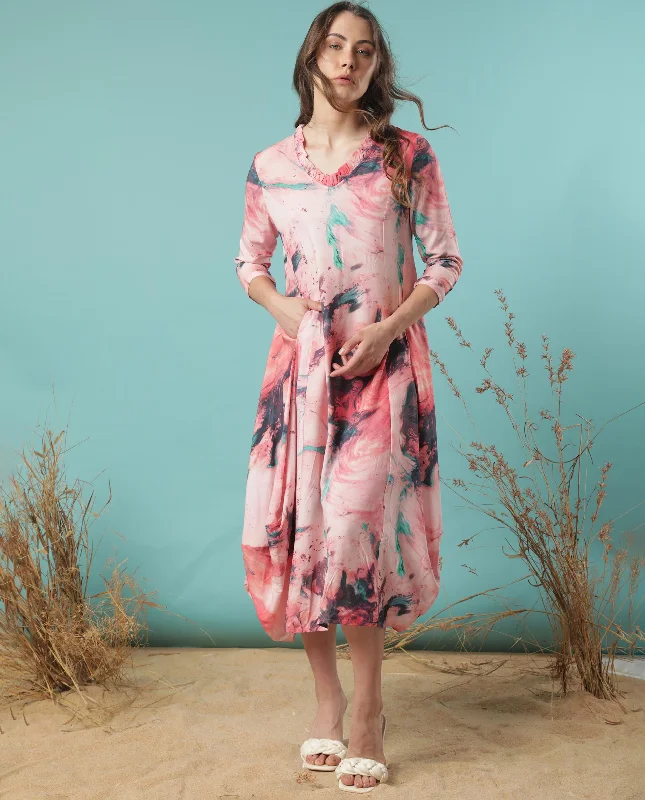 Rareism Women Park Multi Abstract Ruffled V Neck 3/4 Sleeves With Pockets Asymmetrical Midi Dress Trendy A-Line Midi Dress Rareism Women Park Multi Abstract Ruffled V Neck 3/4 Sleeves With Pockets Asymmetrical Midi Dress Trendy A-Line Midi Dress