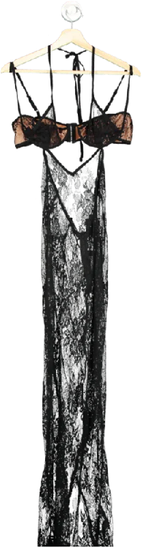 PrettyLittleThing Black Sheer Contrast Lace Cut Out Detail Maxi Dress UK 10 Stylish Long Sleeve Maxi Dress PrettyLittleThing Black Sheer Contrast Lace Cut Out Detail Maxi Dress UK 10 Stylish Long Sleeve Maxi Dress