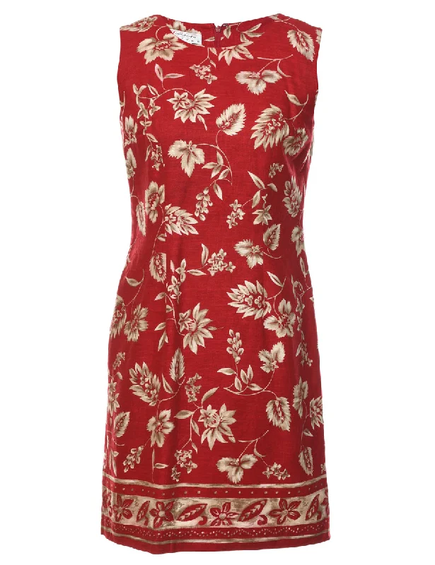 Red Floral Print Mini Dress - S Trendy Crossover Mini Dress