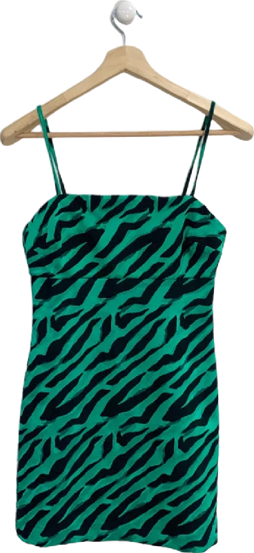 River Island Green & Black Zebra Print Mini Dress UK 10 Cozy Wraparound Mini Dress