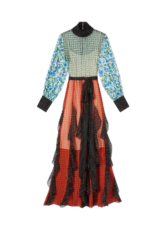 LK.BENNETT ROYAL ASCOT Alaina Mixed Print Georgette Maxi Dress UK 12 Elegant Tiered Maxi Dress LK.BENNETT ROYAL ASCOT Alaina Mixed Print Georgette Maxi Dress UK 12 Elegant Tiered Maxi Dress