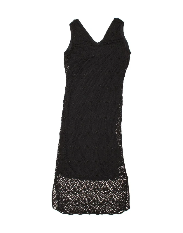 ST. BERNARD Womens Sleeveless Crochet Maxi Dress UK 18 XL Black Viscose Trendy Short Sleeve Maxi Dress