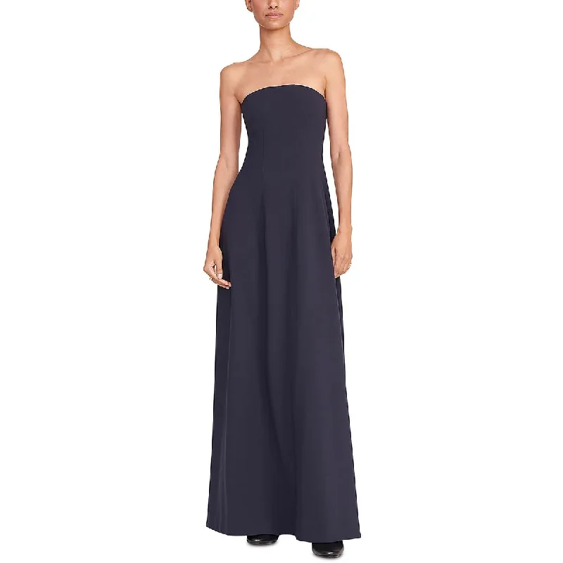 STAUD Womens Benjamin Pintuck Tea-Length Maxi Dress Classic V-Neck Maxi Dress