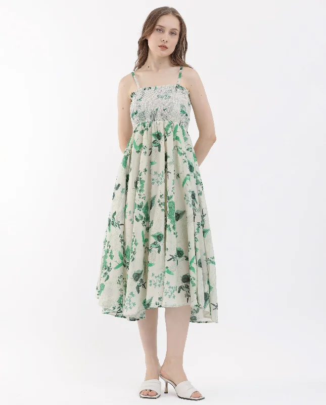 Rareism Women Troke Off White Cotton Fabric Sleeveless Shoulder Straps Fit And Flare Floral Print Midi Dress Comfortable Empire Waist Midi Dress Rareism Women Troke Off White Cotton Fabric Sleeveless Shoulder Straps Fit And Flare Floral Print Midi Dress Comfortable Empire Waist Midi Dress