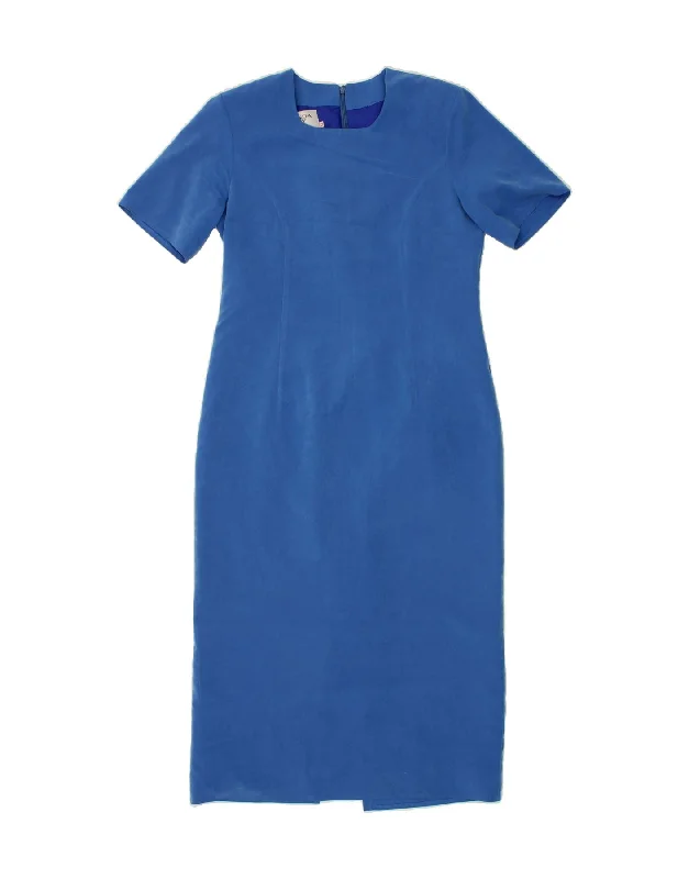 VINTAGE Womens Maxi Dress UK 12 Medium Blue Polyester Fashionable Faux Wrap Maxi Dress VINTAGE Womens Maxi Dress UK 12 Medium Blue Polyester Fashionable Faux Wrap Maxi Dress