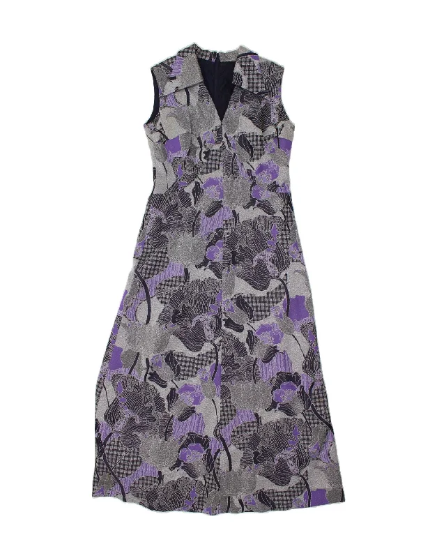 VINTAGE Womens Sleeveless Maxi Dress UK 16 Large Purple Floral Chic Summer Maxi Dress VINTAGE Womens Sleeveless Maxi Dress UK 16 Large Purple Floral Chic Summer Maxi Dress
