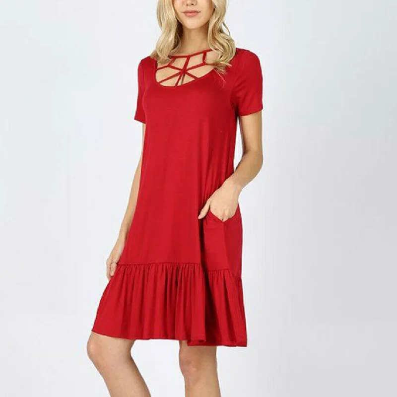 FashionSierra - Women Summer Boho Short Sleeve Mini Dress Ladies Party Beach Solid Casual Round Neck Pocket Dress Sundress Comfortable Polka Dot Mini Dress FashionSierra - Women Summer Boho Short Sleeve Mini Dress Ladies Party Beach Solid Casual Round Neck Pocket Dress Sundress Comfortable Polka Dot Mini Dress