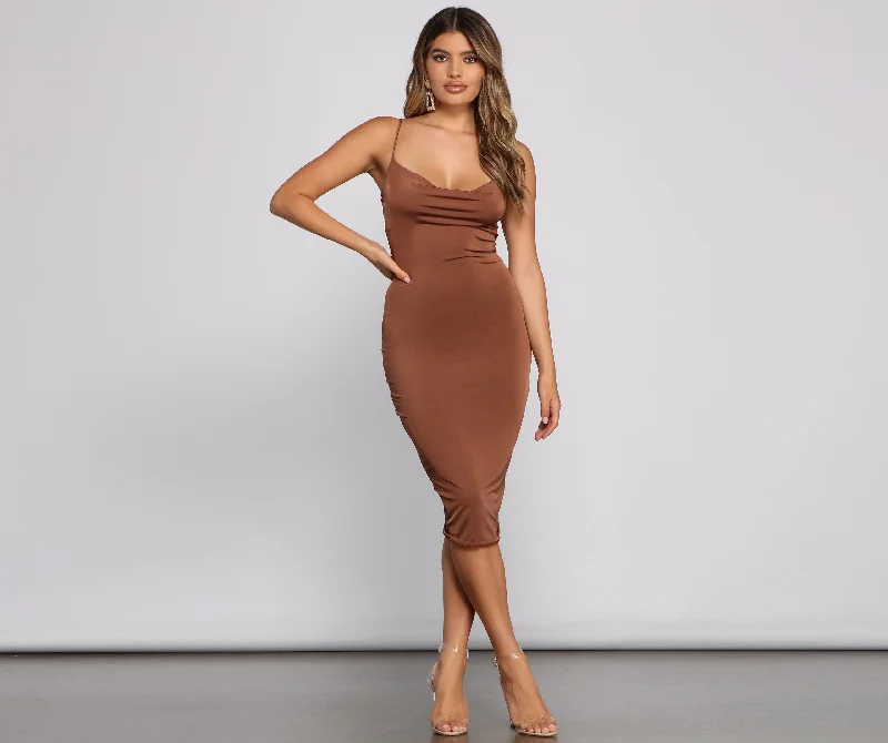 The Luxe Level Charming Sleeveless Midi Dress Stylish Wraparound Midi Dress