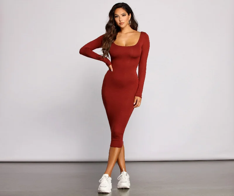 Lovin' Knit Stylish Basic Midi Dress Stylish Tiered Midi Dress