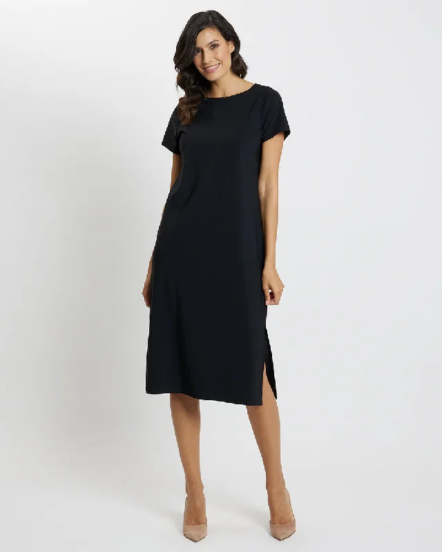 Ella Midi Dress - Lightweight Jude Cloth Elegant Pleated Sleeve Midi Dress