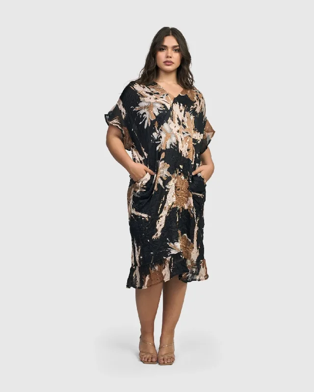 Fiona Midi Dress, Shimmer Stylish Satin Midi Dress