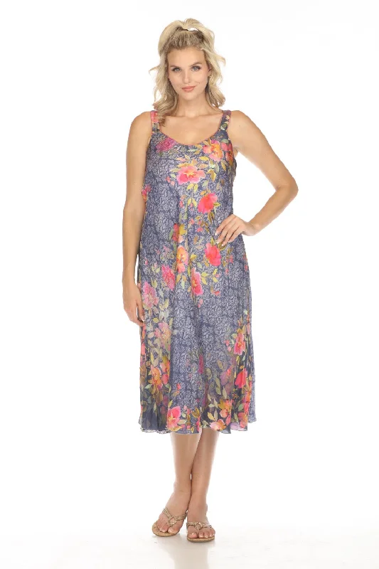 Johnny Was Locust Peony Reversible Silk Midi Dress C39123 Boho Chic Fashionable Wide Leg Midi Dress