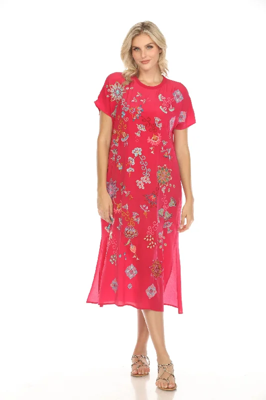 Johnny Was Workshop Alesa Relaxed Silk Midi Dress W38524 Boho Chic * Elegant V-Neck Midi Dress