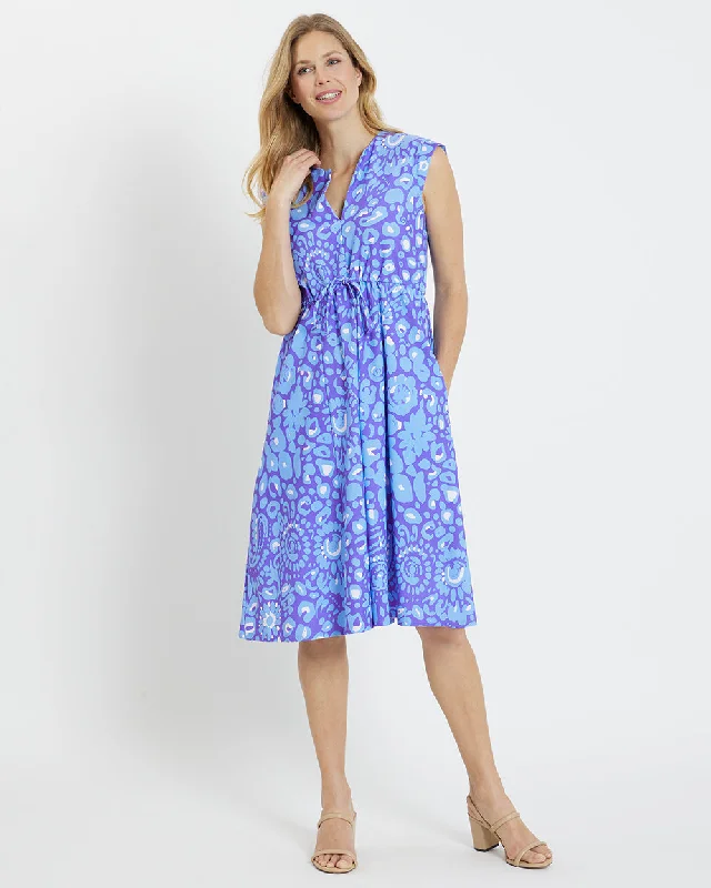 Jude Connally Tess Midi Dress - Whimsical Cheetah Iris Stylish Wraparound Midi Dress