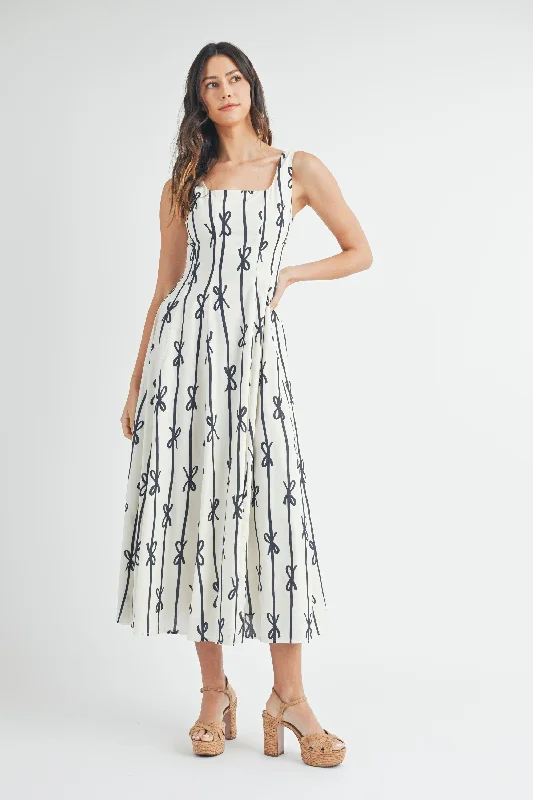 Lucia Ribbon Midi Dress Cozy Tie-Dye Midi Dress