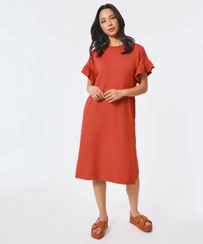 Nali Ruffle Sleeve Midi Dress Fashionable Casual Midi Dress