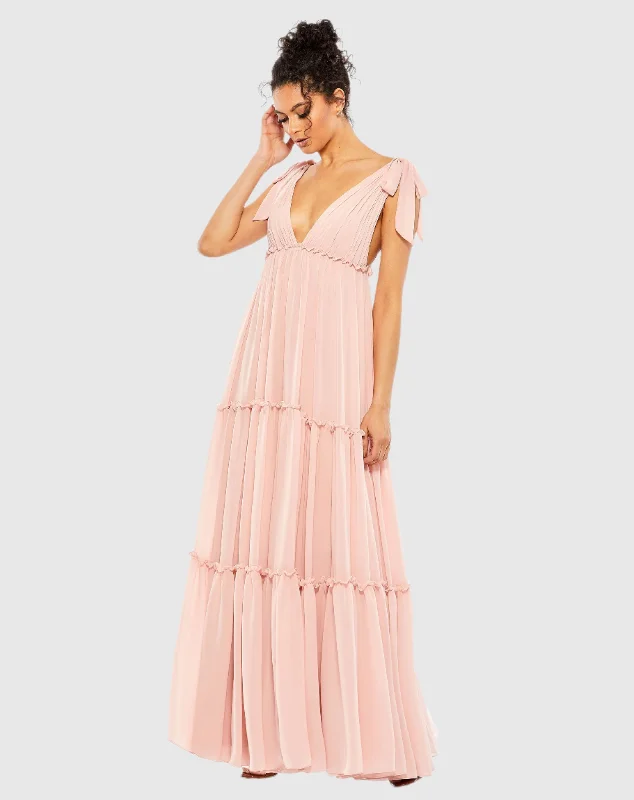 Tiered V-Neck Plunging Maxi Dress - FINAL SALE Classic Tulle Maxi Dress