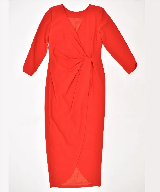 BELLVILLE SASSOON Womens Maxi Dress UK 14 Medium Red Polyester Fashionable Button-Down Maxi Dress