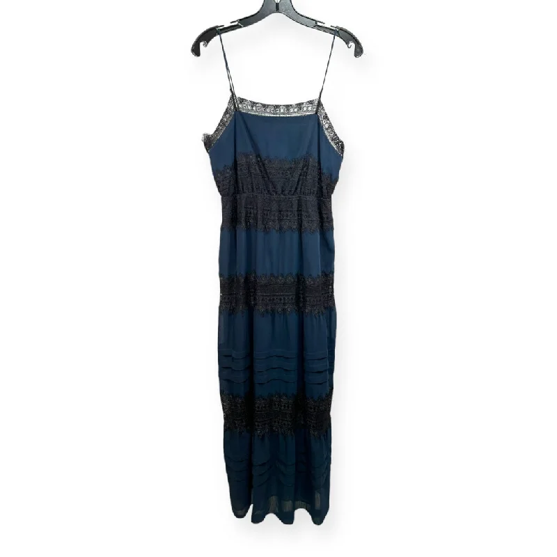 Black & Blue Lace Trim Maxi Dress Club Monaco, Size 6 Cozy Spaghetti Strap Maxi Dress